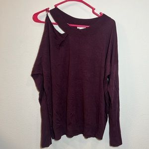 LOT of 2 Melrose & Market Slash Neck Long Sleeve Shirt / Sweater Large